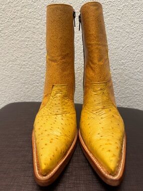 Laredo Exotic Ostrich Leather Boots Saffron Western Y2K Statement
